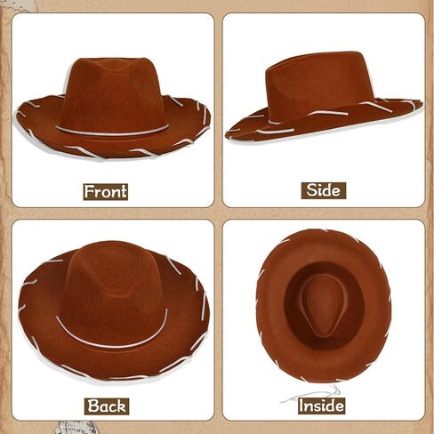Brown Felt Cowboy Hat with Adjustable Strap Adult Brown Western Cowboy Hat Vintage Western Sheriff Hats Wide-Brimmed Hats Classic Sheriff Costume for Halloween Cosplay Party in Saudi Arabia
