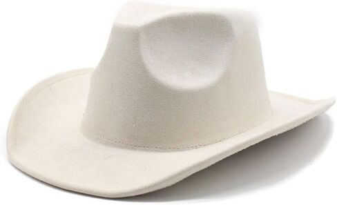 White Western Cowboy Hat, Felt Material, Wide Brim in Kuwait