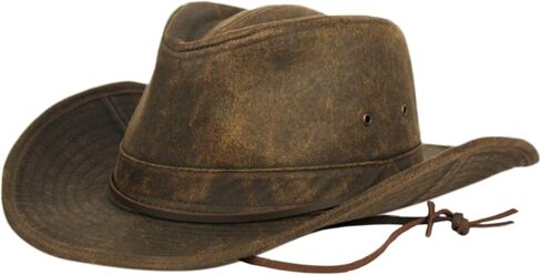 Men’s Outback Hat – Waterproof Waxed Cotton Western Hat with Chin Cord, Wide Brim Outdoor Sun Hat for Hiking Fishing in Saudi Arabia