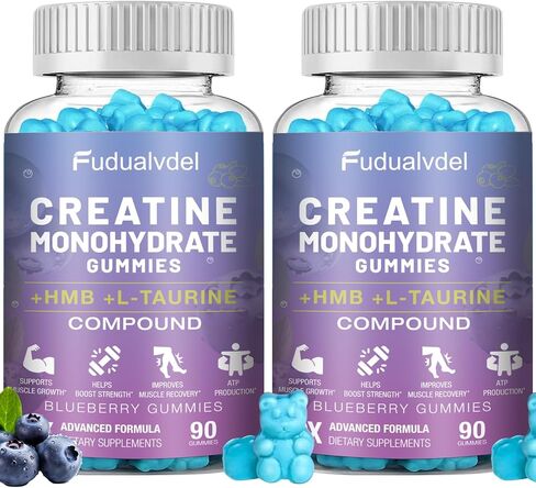 2 Pack 8000MG Creatine HMB Monohydrate Gummies with L-Taurine,Muscle Boosting,Energy Boosting,Vitamin B12, Men & Women,180 Blueberry Flavored Fudge,60 Days Supply in Saudi Arabia