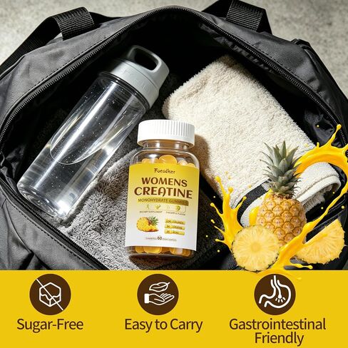 Women's Creatine & Collagen Gummies,Creatine Monohydrate Gummies with Collagen,Vitamin D3 & Calcium for Muscles & Booty & Energy, Sugar Free,Pineapple Flavor in Saudi Arabia