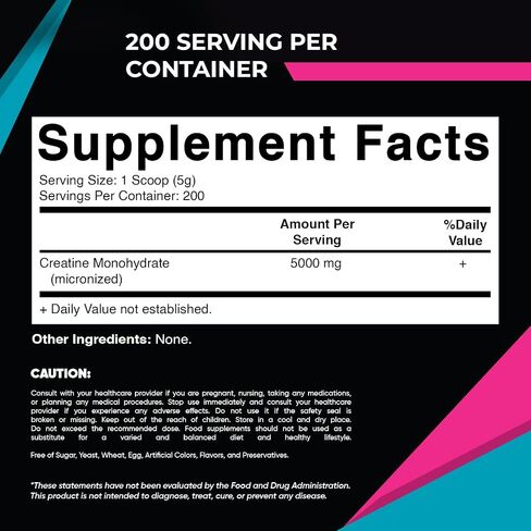 Vitamatic Creatine Monohydrate Powder – 5000 mg Per Serving, 1 kg, Unflavored, Micronized Creatine Supplement, Vegan, Non-GMO, Gluten Free in Saudi Arabia