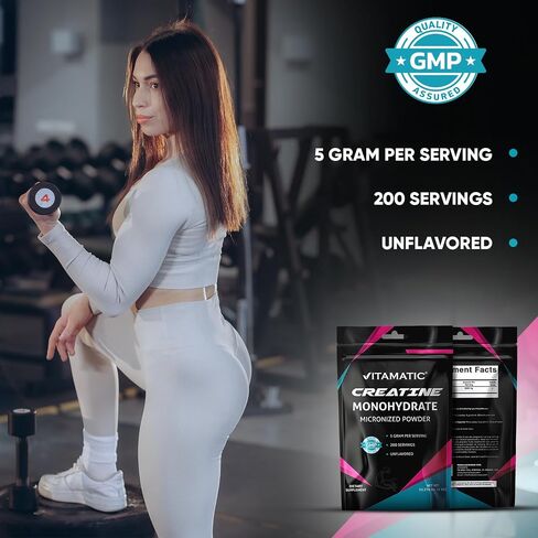Vitamatic Creatine Monohydrate Powder – 5000 mg Per Serving, 1 kg, Unflavored, Micronized Creatine Supplement, Vegan, Non-GMO, Gluten Free in Saudi Arabia