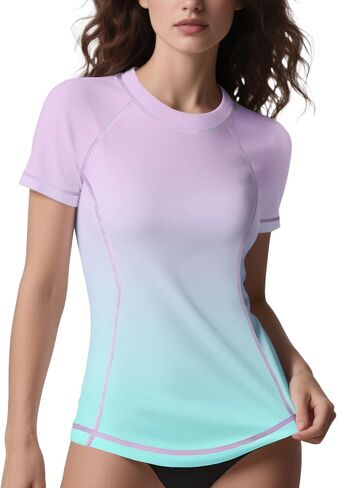 ANGEL CITIZ Women's Swim Shirt UPF 50+ Short Sleeve Rash Guard UV Sun Protection Swimsuit Bathing Suit Top in Saudi Arabia