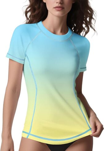 ANGEL CITIZ Women's Swim Shirt UPF 50+ Short Sleeve Rash Guard UV Sun Protection Swimsuit Bathing Suit Top in Saudi Arabia