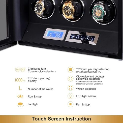 DUKWIN Watch Winder for 12 Automatic Watches with Key Lock, LCD Screen, Remote Control, LED Light, Adjustable Watch Pillow and Supper Quiet Motor for Universal Watches in Saudi Arabia