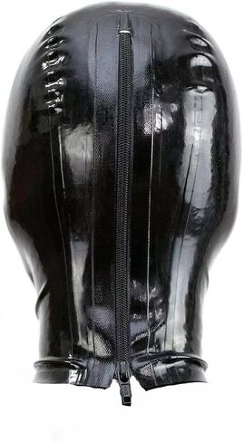 Black Latex Hood Mask Full Face Riding Hood for Party Cosplay Latex Mask for Halloween (M) in Saudi Arabia