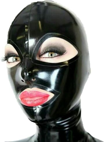 Black Latex Hood Mask Full Face Riding Hood for Party Cosplay Latex Mask for Halloween (M) in Saudi Arabia
