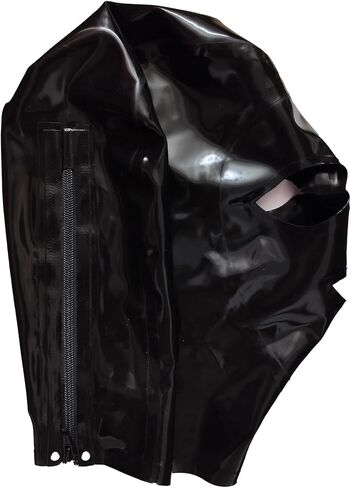 Black Latex Hood Mask Full Face Riding Hood for Party Cosplay Latex Mask for Halloween (M) in Saudi Arabia