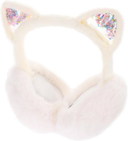 OSALADI Foldable Cat Ear Winter Earmuffs Plush Ear Warmers Windproof Protective Covers for Boys and White in Kuwait