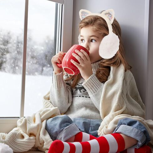 Lurrose Cute Cat Plush Ear Warmers Foldable Winter Earmuffs Soft Fleece Ear Covers for Boys and Outdoor Cold Weather Protection in Kuwait