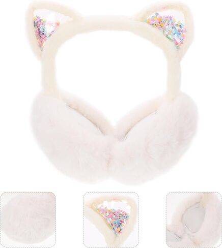 Lurrose Cute Cat Plush Ear Warmers Foldable Winter Earmuffs Soft Fleece Ear Covers for Boys and Outdoor Cold Weather Protection in Kuwait