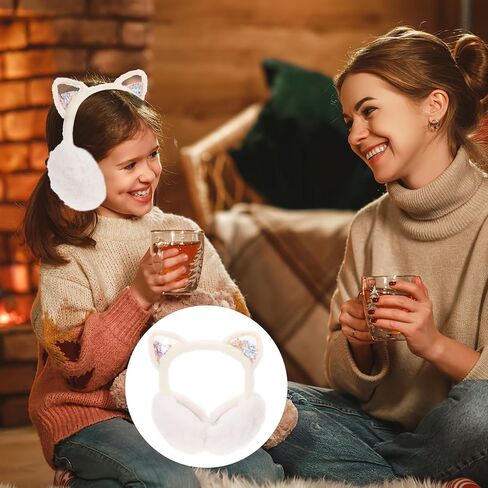 KALLORY Cute Cat Ear Plush Earmuffs Winter Ear Warmers Foldable Soft for Boys Cold Weather Outdoor Protection in Kuwait