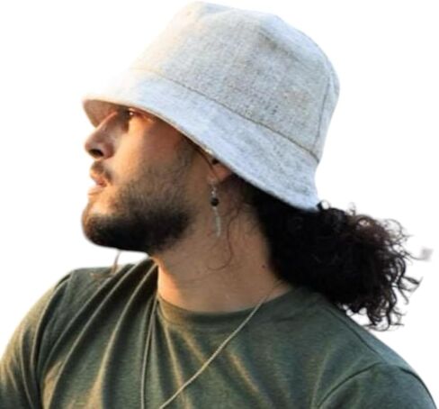 Natural Hemp Bucket Hat – Handmade Lightweight Sun Hat for Men & Women – Eco-Friendly, Breathable, Packable Hat for Travel, Beach, Hiking, and Outdoor Adventures - Natural in Kuwait