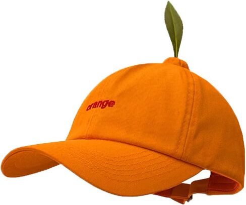 Funny Orange-Shaped Baseball Cap/Bucket Hat with Leaf Detailing, Fruit Shaped Funny Summer Sun Visor for Outdoor Casual Wear in Kuwait