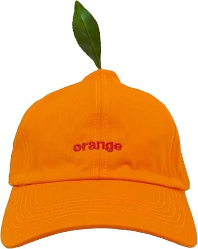 Funny Orange-Shaped Baseball Cap/Bucket Hat with Leaf Detailing, Fruit Shaped Funny Summer Sun Visor for Outdoor Casual Wear in Kuwait