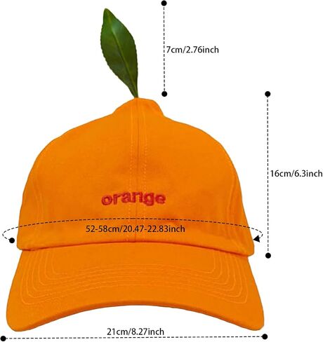 Funny Orange-Shaped Baseball Cap/Bucket Hat with Leaf Detailing, Fruit Shaped Funny Summer Sun Visor for Outdoor Casual Wear in Kuwait