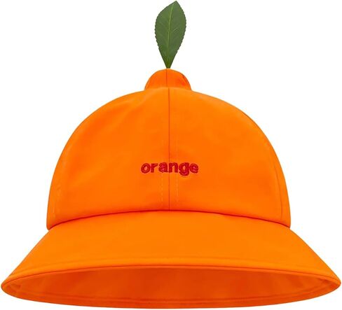 Funny Orange-Shaped Baseball Cap/Bucket Hat with Leaf Detailing, Fruit Shaped Funny Summer Sun Visor for Outdoor Casual Wear in Kuwait