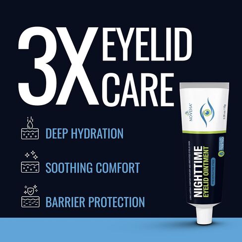 NOVEHA NIGHTTIME Eyelid Ointment Night Gel For Dry Eye Relief | Long Lasting Moisturizer Preservative Free | Moisturizing Cream for Night, External Use Only | 0.35 Oz / 10 gr in Kuwait