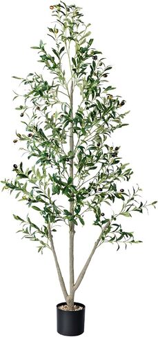 Olive Trees Artificial Indoor, 6FT Tall Faux Olive Tree with Moss and Planter, Artificial Plants Indoor with Realistic Silk Leaves and Lifelike Fruits, Fake Tree for Home Office Living Room Decor in Saudi Arabia