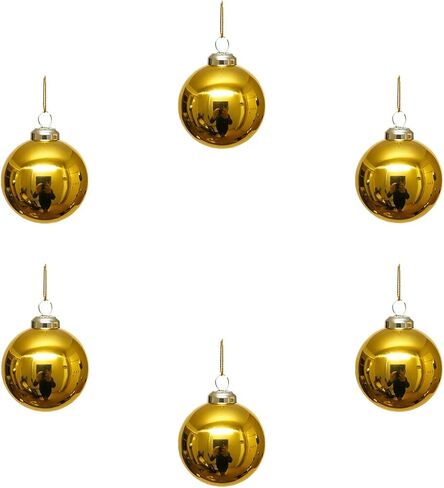 6 Pack 2.4 Inch(6cm) 304 Stainless Steel Gazing Ball,Hanging Ornaments for Christmas Tree, Wedding, Home, Party,Commercial Decor, Gold in Kuwait