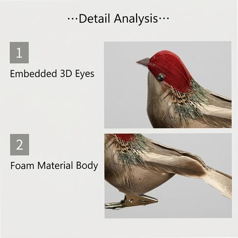 12 Pack Clip-on Artificial Feather Birds - Realistic Fake Sparrow Ornaments for Christmas Tree Wreath Yard Patio Garden Home Decor in Saudi Arabia