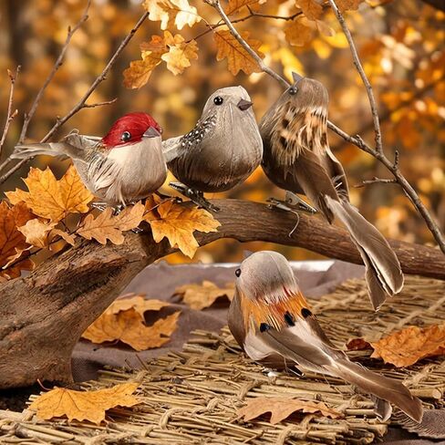 12 Pack Clip-on Artificial Feather Birds - Realistic Fake Sparrow Ornaments for Christmas Tree Wreath Yard Patio Garden Home Decor in Saudi Arabia