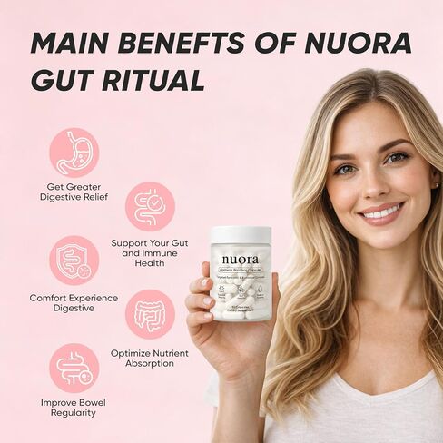Nuora Gut Health Capsules with Berberine, Gut Biofilm Probiotic Ritual, Promotes Metabolism & Gut Health, Vegan, Non-GMO, for Women, 90 Capsule in Saudi Arabia