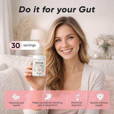 Nuora Gut Health Capsules with Berberine, Gut Biofilm Probiotic Ritual, Promotes Metabolism & Gut Health, Vegan, Non-GMO, for Women, 90 Capsule in Saudi Arabia