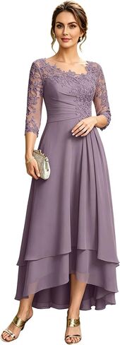 Tea Length Mother of the Bride Dresses for Women 2026 Elegant High-Low Chiffon A-Line Floral Formal Evening Party Gown in Saudi Arabia