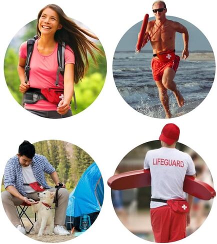 ASA TECHMED Lifeguard First Aid Kit - Includes Lifeguard Fanny Pack/Hip Pack, CPR Kit and 72-Piece First Aid Kit Red (Guard Cross) in Kuwait