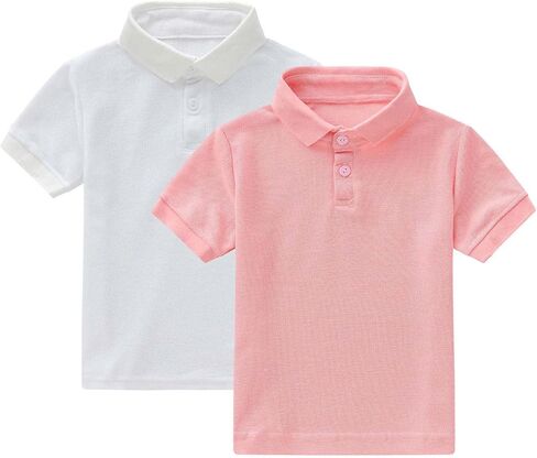 DASAYO 2 Pack Boys Uniform Shirts Kids Polo Shirt Collared Short Sleeve Boy Uniforms 2026 Girls Back to School Clothes 1-13 Y in Kuwait