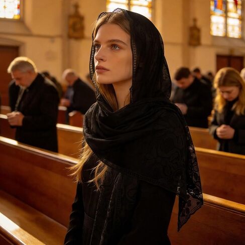 DOCILA Rectangle Lace Veil Scarf Mass Women Mantilla Christian Church Prayer Long Wrap Shawl Bridal Wedding Head Covering in Saudi Arabia