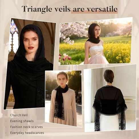 DOCILA Rectangle Lace Veil Scarf Mass Women Mantilla Christian Church Prayer Long Wrap Shawl Bridal Wedding Head Covering in Saudi Arabia
