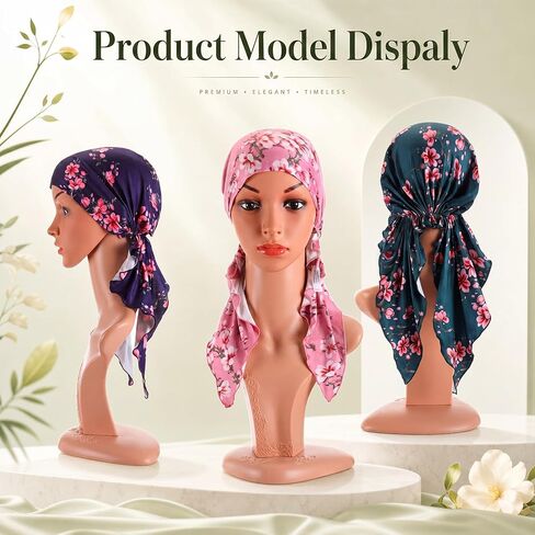 Chicingyou 6 Pcs Chemo Headwear for Women Pre Tied Head Scarf Beanies Cover Cap Lightweight Stretch Ruffle Print Turban Hat in Kuwait