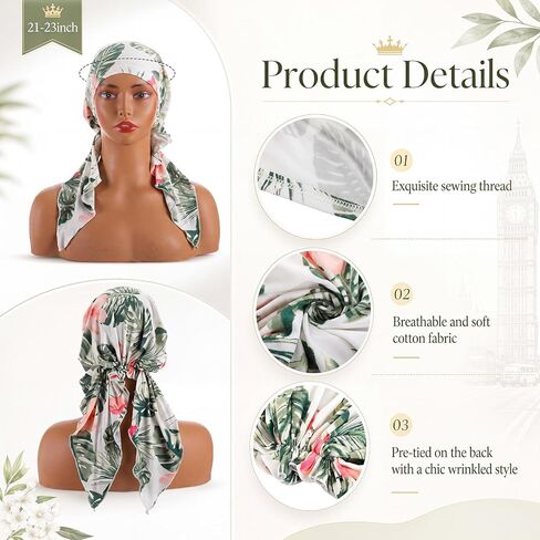 Chicingyou 6 Pcs Chemo Headwear for Women Pre Tied Head Scarf Beanies Cover Cap Lightweight Stretch Ruffle Print Turban Hat in Kuwait