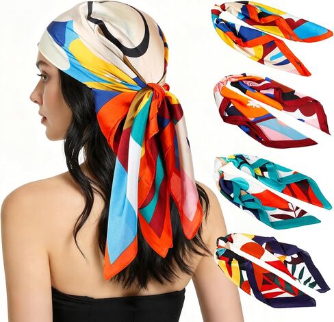 4Pcs Head Scarf for Women Like Silk Scarf Hair Bandana Square Scarf Fashion Accessories lightweight 26“ in Saudi Arabia