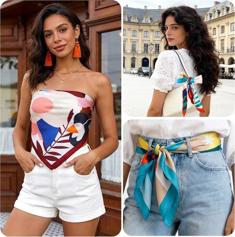 4Pcs Head Scarf for Women Like Silk Scarf Hair Bandana Square Scarf Fashion Accessories lightweight 26“ in Saudi Arabia