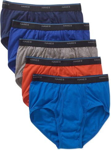 Hanes Men's Cotton Briefs Cool Dri Mid-Rise Sport Styling 5-Pack FreshIQ (Assorted- 5-Pack Briefs, 2XL) in Kuwait