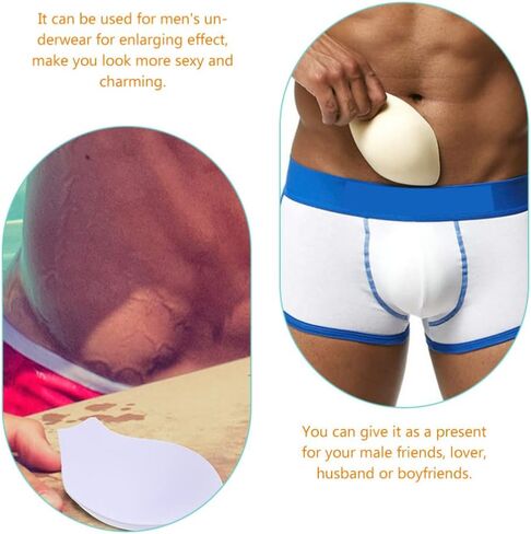 VALICLUD Men Underwear Sponge Pad Cushion for Swim Briefs and Sports Underwear 3-Pack Soft Lightweight Enhancing Pads 5.70X4.52X0.27In Assorted Color in Kuwait