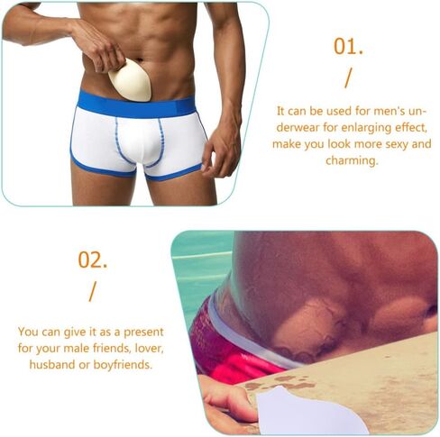 VALICLUD Men Underwear Sponge Pad Cushion for Swim Briefs and Sports Underwear 3-Pack Soft Lightweight Enhancing Pads 5.70X4.52X0.27In Assorted Color in Kuwait