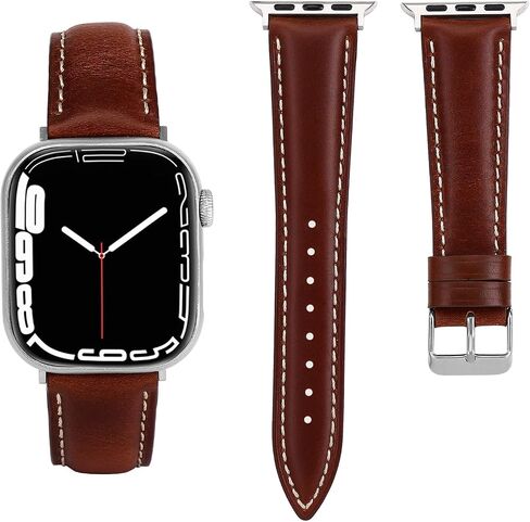 Vintage Full-Grain Genuine Leather Band Compatible with Apple Watch 42/41/40/38mm, Men Women Classic Business Dressy iWatch Strap for Series 11 10 9 8 7 6 5 4 SE 3 2 1, Coffee in Saudi Arabia