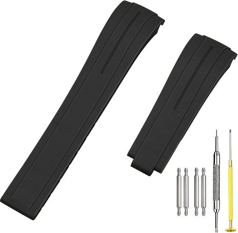 Juntan 20mm 21mm 22mm Rubber Watch Band, Curved End Replacement Strap Compatible for Rolex Submariner, Daytona, Yachtmaster, GMT-Master, Explorer, Seiko Tudor Omega, Soft Silicone Strap Without Clasp in Kuwait