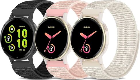 Nylon Compatible with Garmin Vivoactive 5 Vivoactive 6 Watch Band, 20mm Adjustable Farbic Sport Replacement Strap Hook&Loop Wristband for Forerunner 570-42mm/55/165/Venu/Venu Sq/Vivoactive 3 in Kuwait