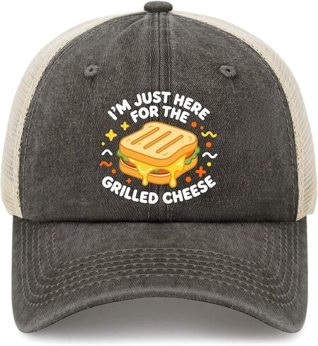 I'm Just Here for The Grilled Cheese Hats for Mens Fashion Washed Distressed in Kuwait