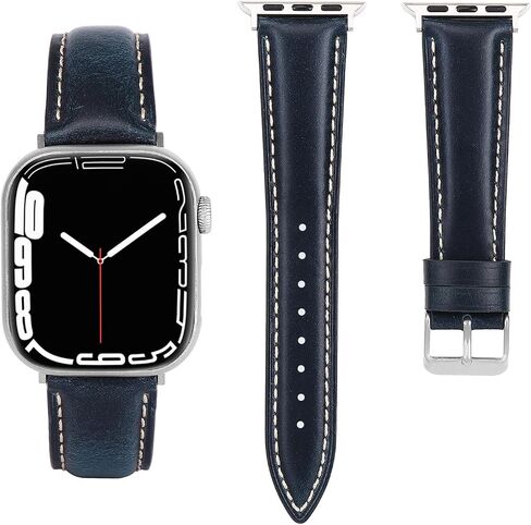 Vintage Full-Grain Genuine Leather Band Compatible with Apple Watch 42/41/40/38mm, Men Women Classic Business Dressy iWatch Strap for Series 11 10 9 8 7 6 5 4 SE 3 2 1, Coffee in Saudi Arabia