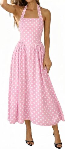 Lingswallow Women Vintage Polka Dot Dress - Retro Tea Party & Cocktail Dress for Wedding Guest, and Casual Wear in Saudi Arabia