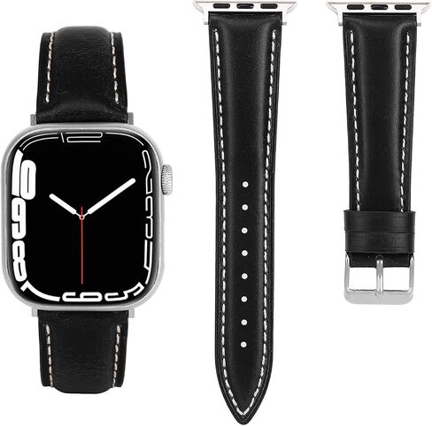 Vintage Full-Grain Genuine Leather Band Compatible with Apple Watch 42/41/40/38mm, Men Women Classic Business Dressy iWatch Strap for Series 11 10 9 8 7 6 5 4 SE 3 2 1, Coffee in Saudi Arabia