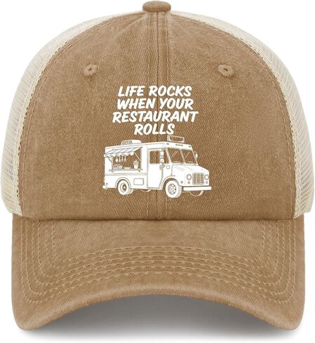 Life Rocks When Your Restaurant Rolls Hat for Mens Soft Washed Distressed in Kuwait