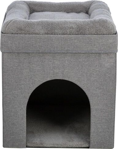 TRIXIE Harvey Cave for Cats, Cat Condo, Indoor Velvety Soft Cat Cube House, Foldable Cat Hideaway, Pet Condo for Cats and Small Dogs in Kuwait